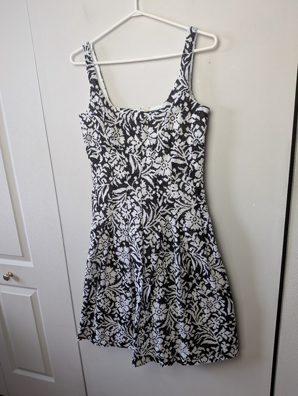 LAUREN RALPH LAUREN Women Dress Mini Floral Black And White 100% Cotton Size 10